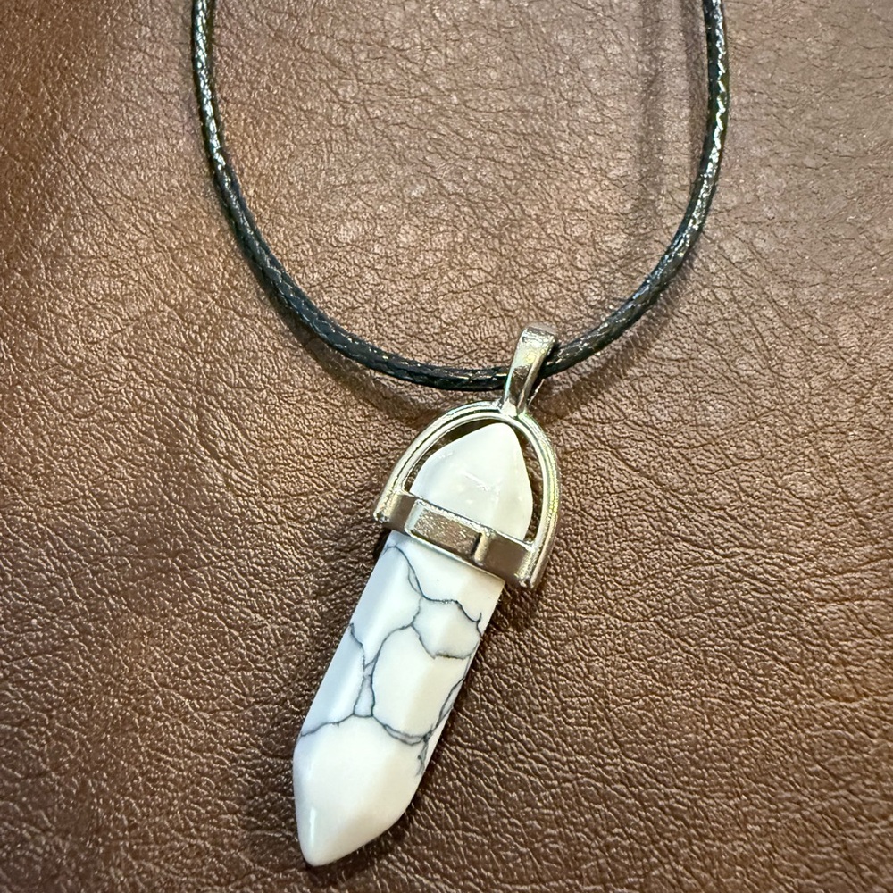 Silver and White Pendant Necklace